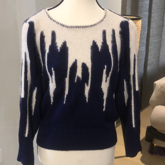 Vintage Franco Valeri Size Medium Blue and Cream - Picture 2 of 6